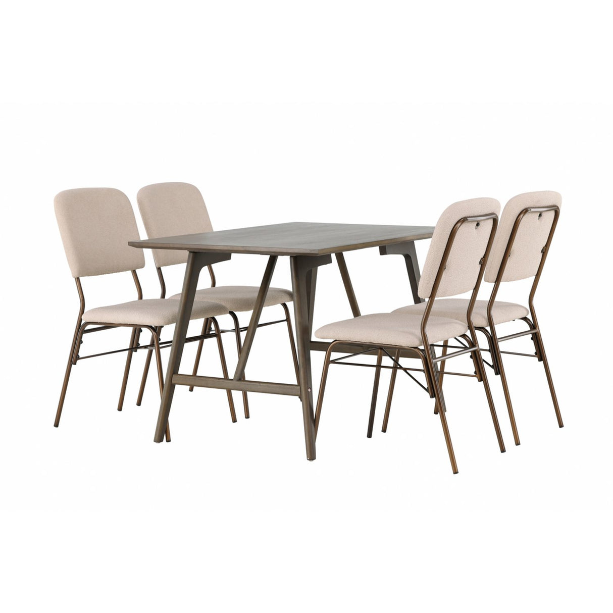 Kaseidon, Seda Rektangulär matgrupp Beige,Brun, Mörkbrun, 120 x 80