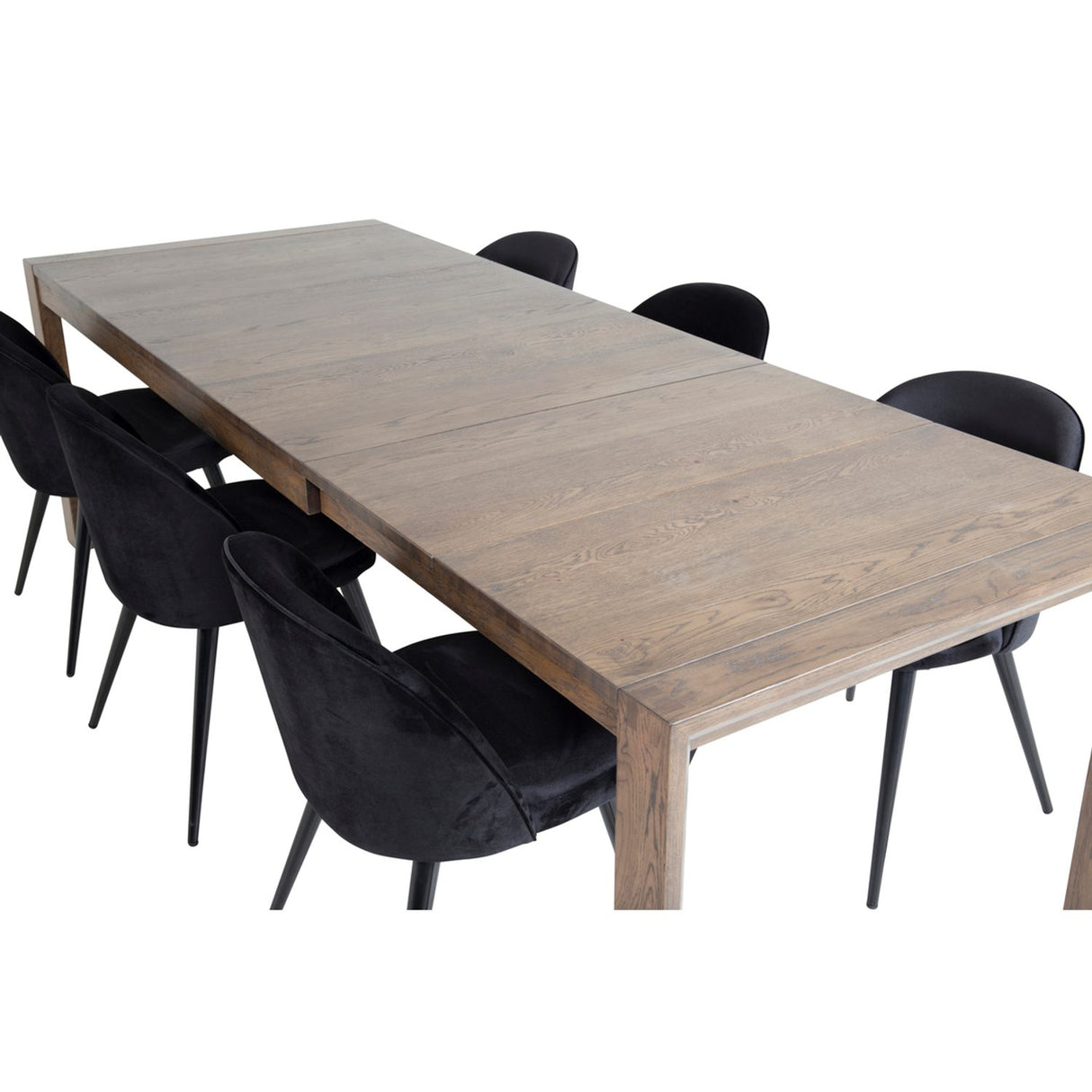Slider, Velvet Rektangulär matgrupp Svart, Natur, 170 x 95