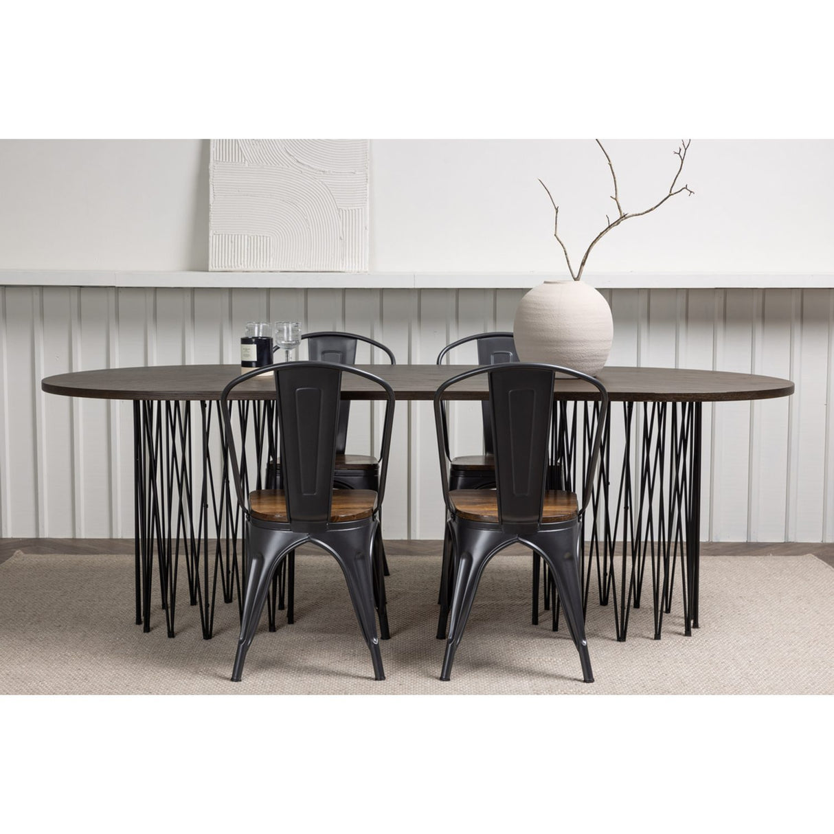Stone, Tempe Oval matgrupp Valnöt, mörkgrå, Svart, mocka, 220 x 100