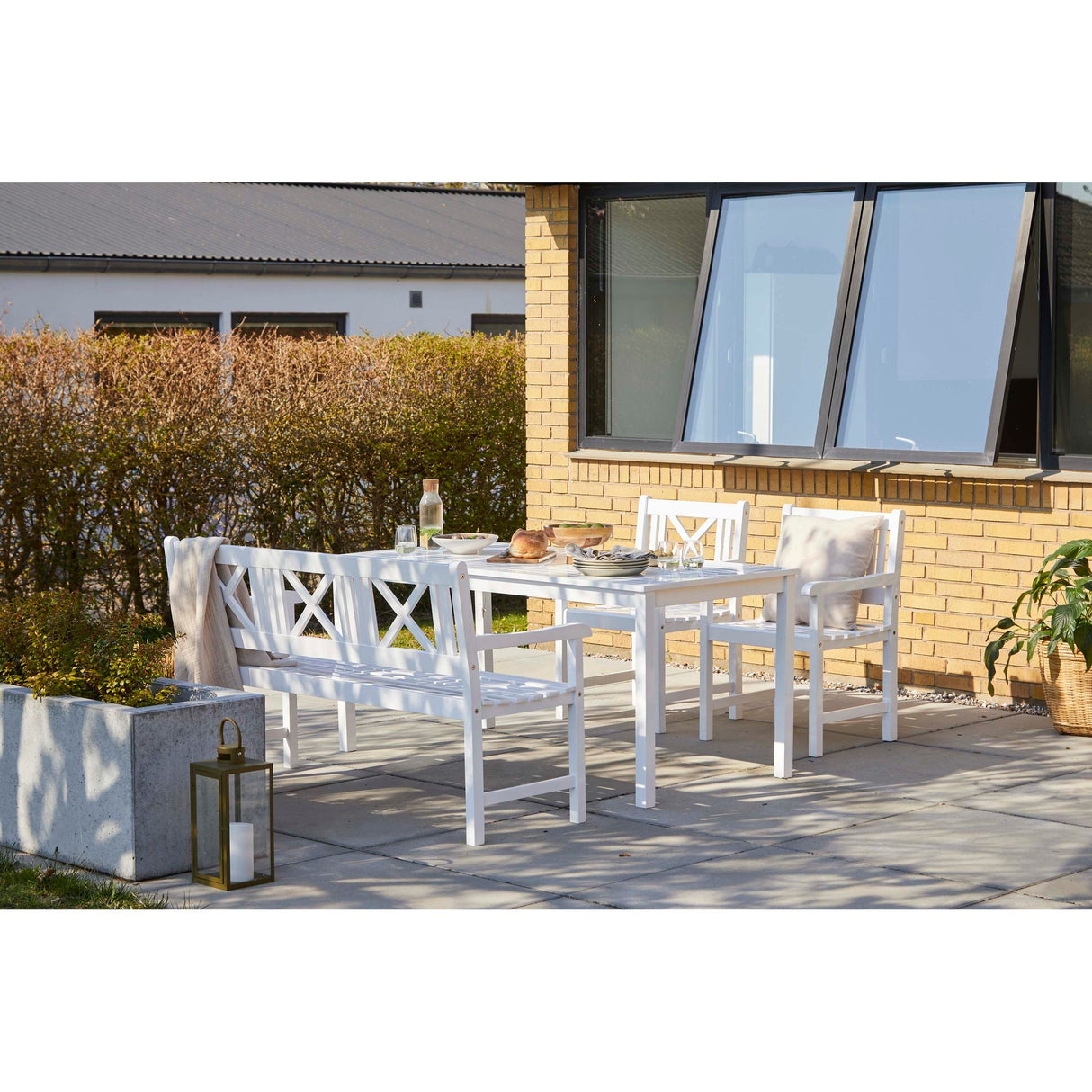 Rosenborg Trädgårdsbänk 3 personer 150x59 cm Vit