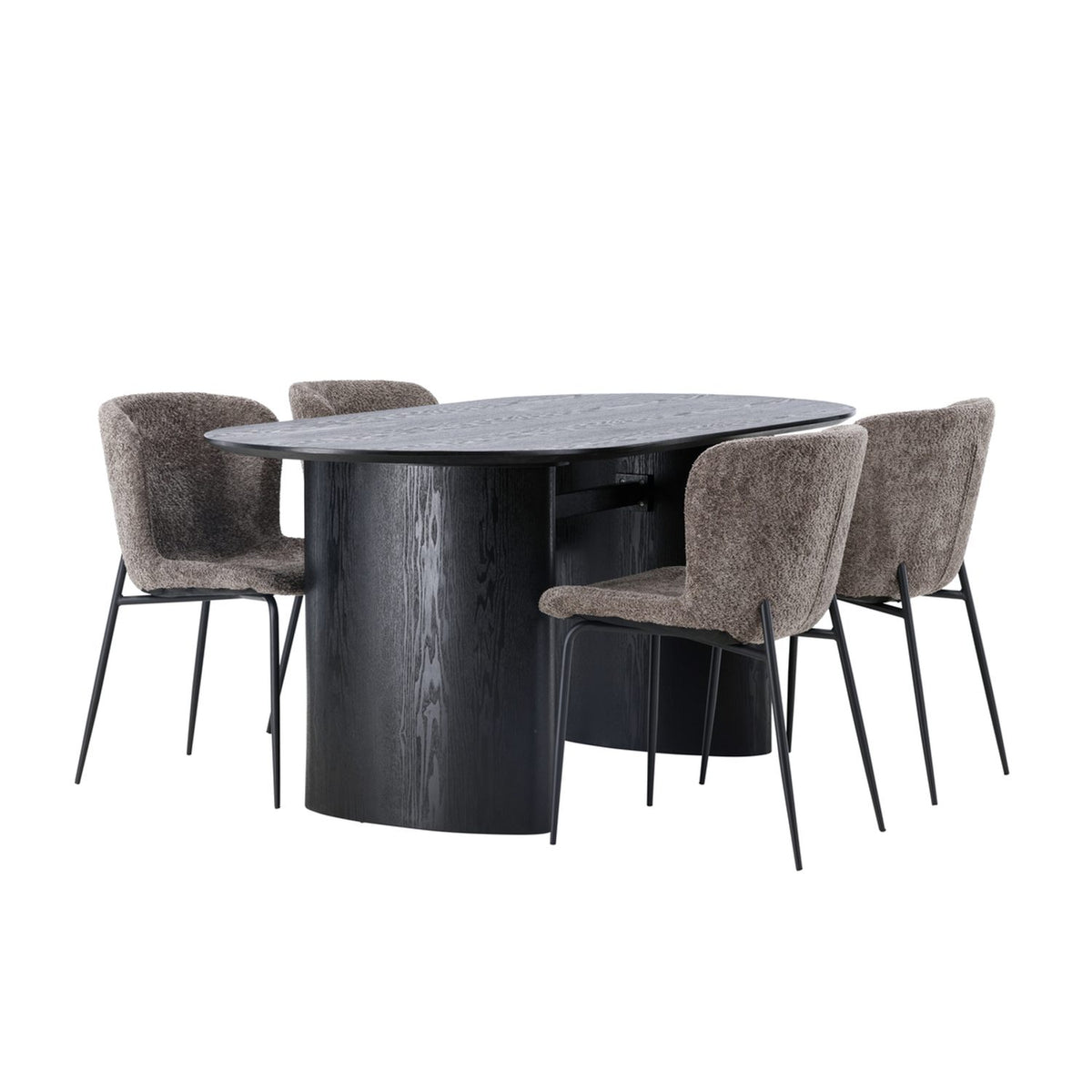 Isolde, Modesto Oval matgrupp Svart,Brun, Svart, 180 x 90