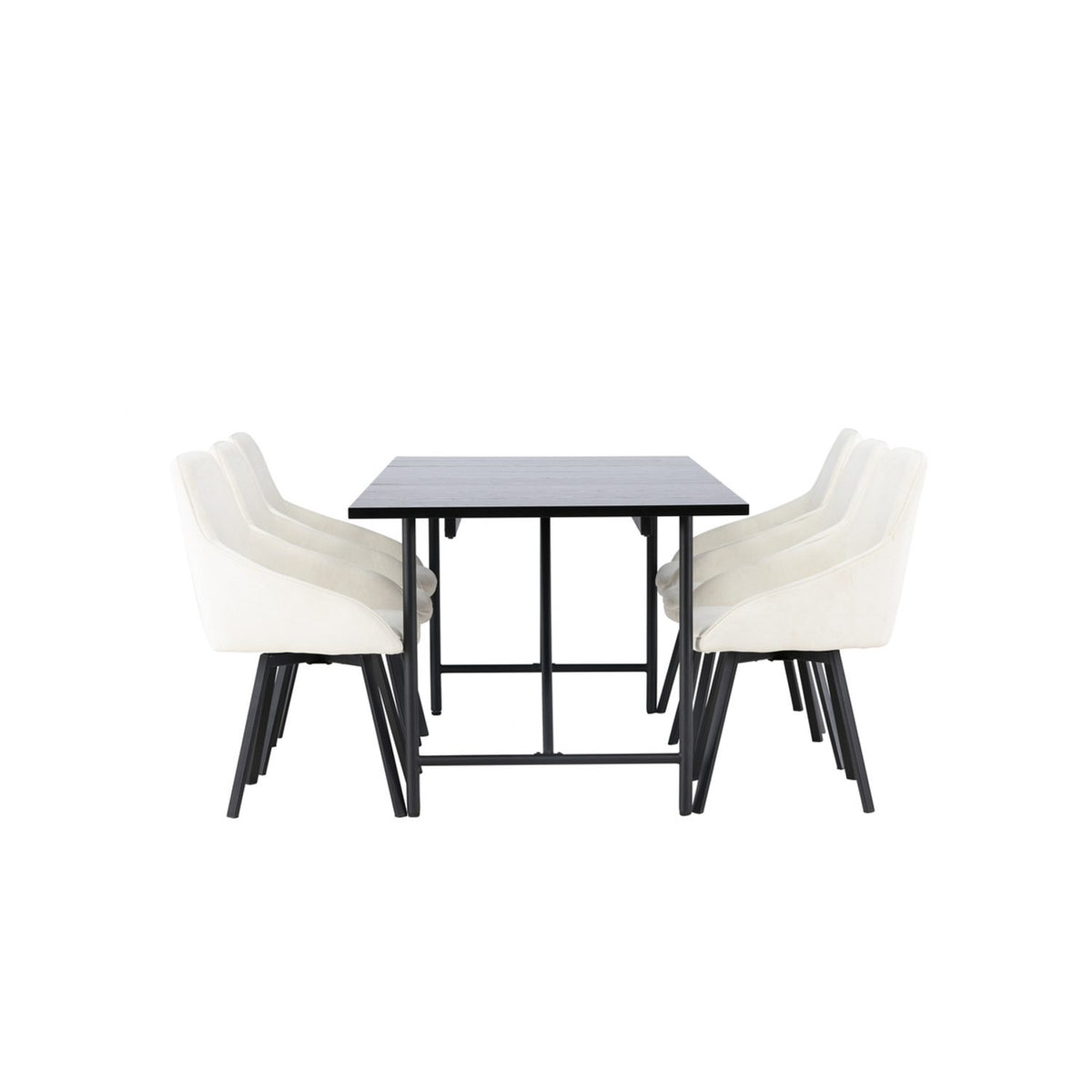 Rosie Rektangulär matgrupp Beige,Svart, Svart, 200 x 90