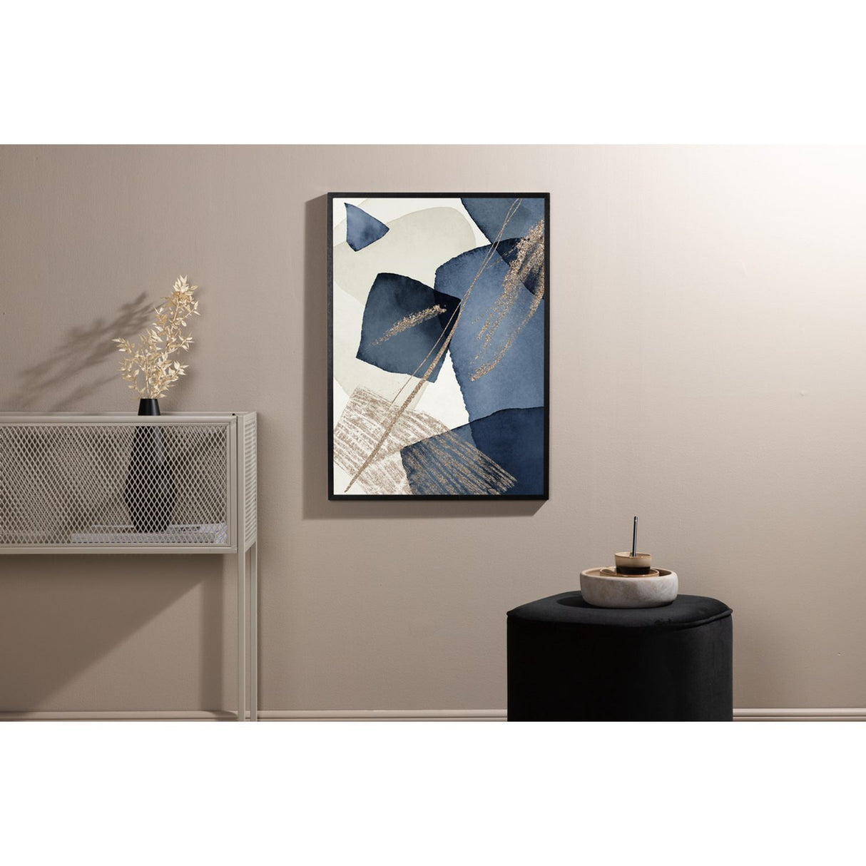 Blå virvel Poster Beige, 30 x 40 cm