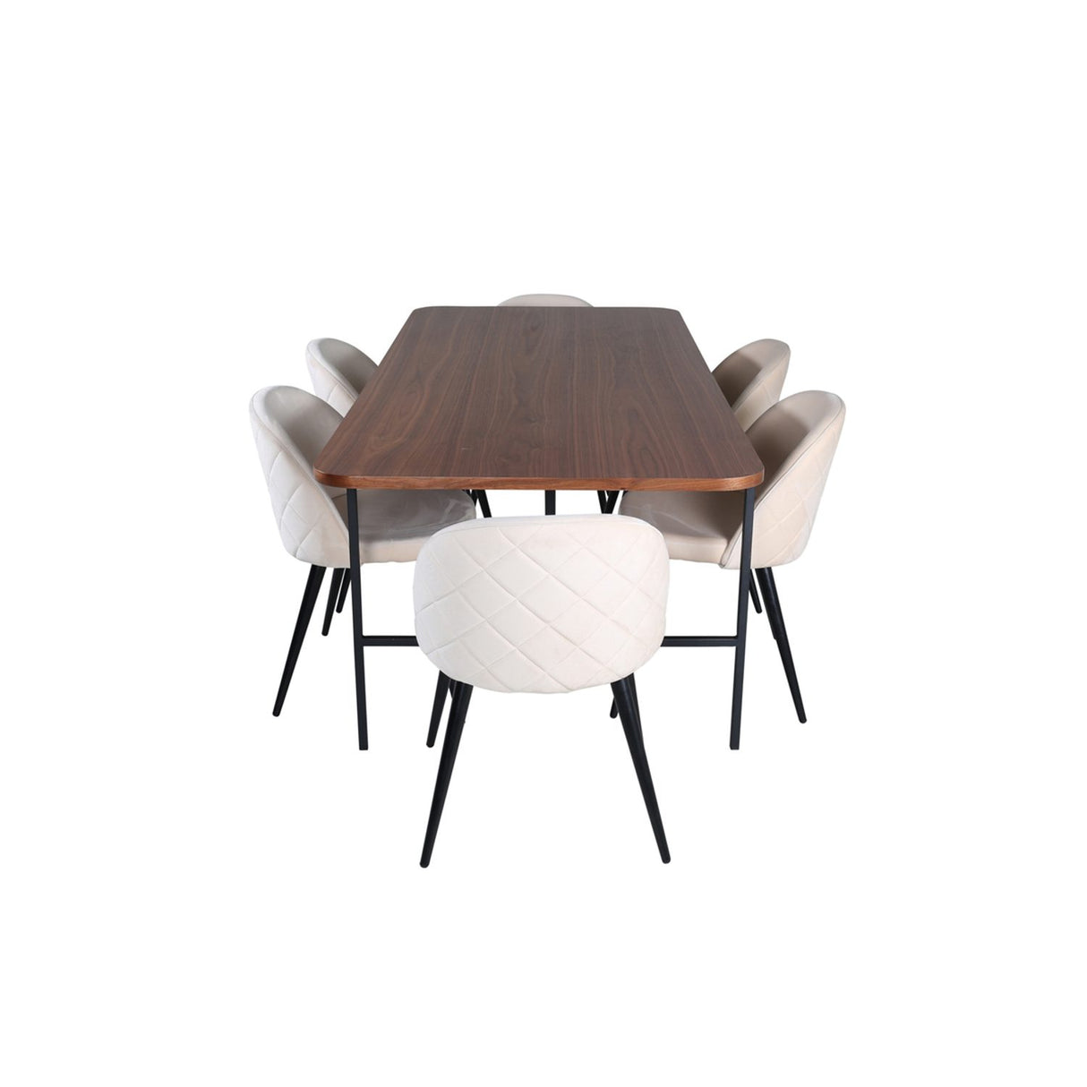 Uno, Velvet Rektangulär matgrupp Beige, Svart, Svart,Natur, 200 x 90