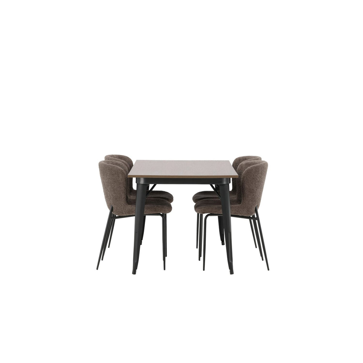 Tempe, Modesto Rektangulär matgrupp Beige, Svart, Valnöt, 140 x 80