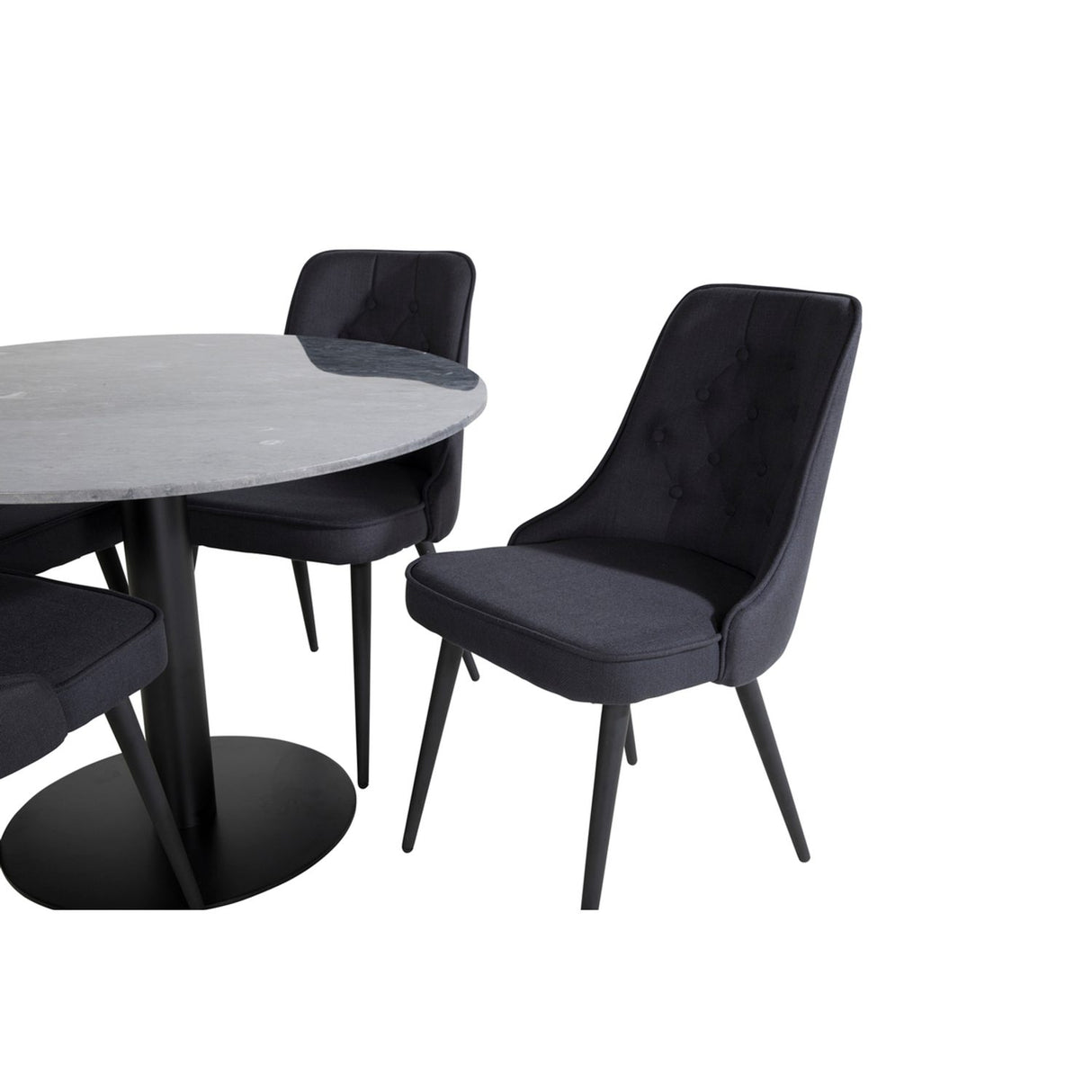 Estelle, Velvet Deluxe Rund matgrupp Svart, Svart,Mörkgrå, ⌀106