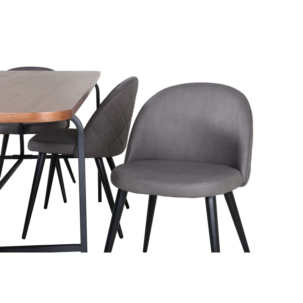 Uno, Velvet Rektangulär matgrupp Svart,Grå, Svart,Natur, 200 x 90