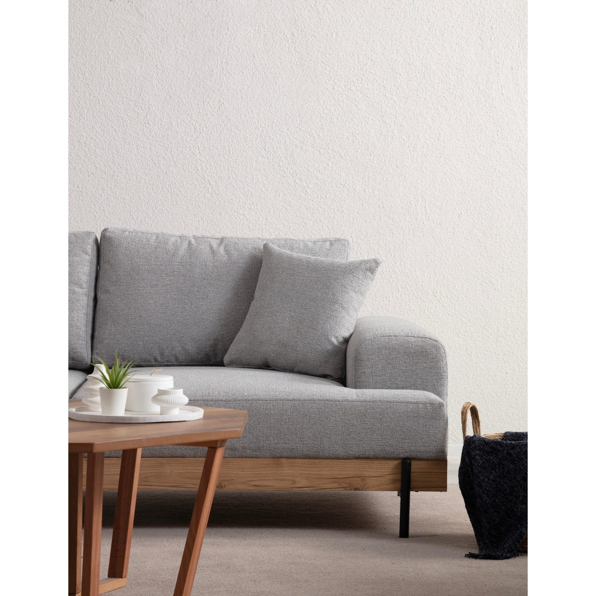 Eti Oak 3-sits (220 x 98 x 78 cm) 3-sitssoffa Grå