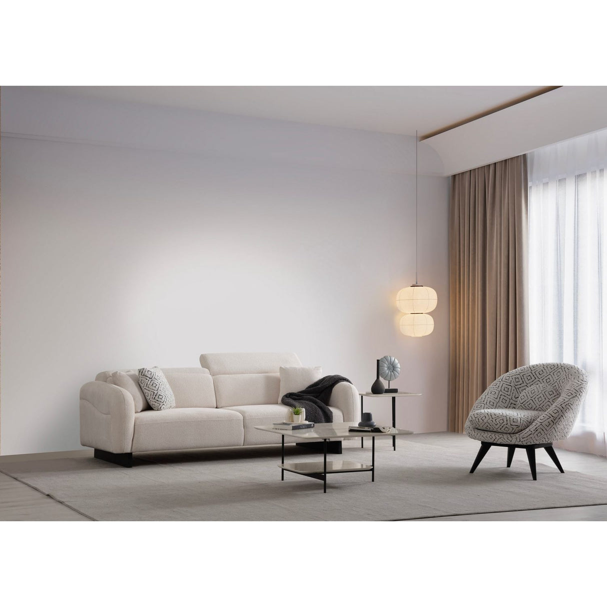 Caprice White (230 x 75 x 100 cm) 3-sitssoffa
