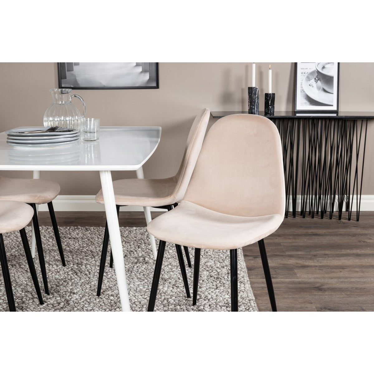 Polar, Polar Rektangulär matgrupp Beige,Svart, Vit, 120 x 75