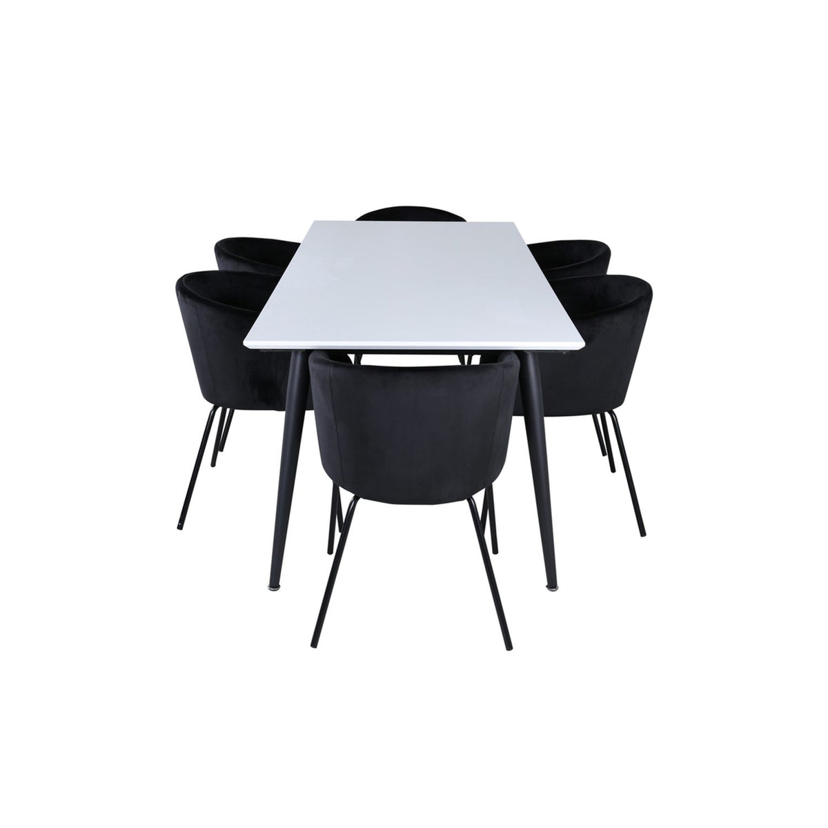Jimmy, Berit Rektangulär matgrupp Svart, Svart,Vitt, 195 x 90
