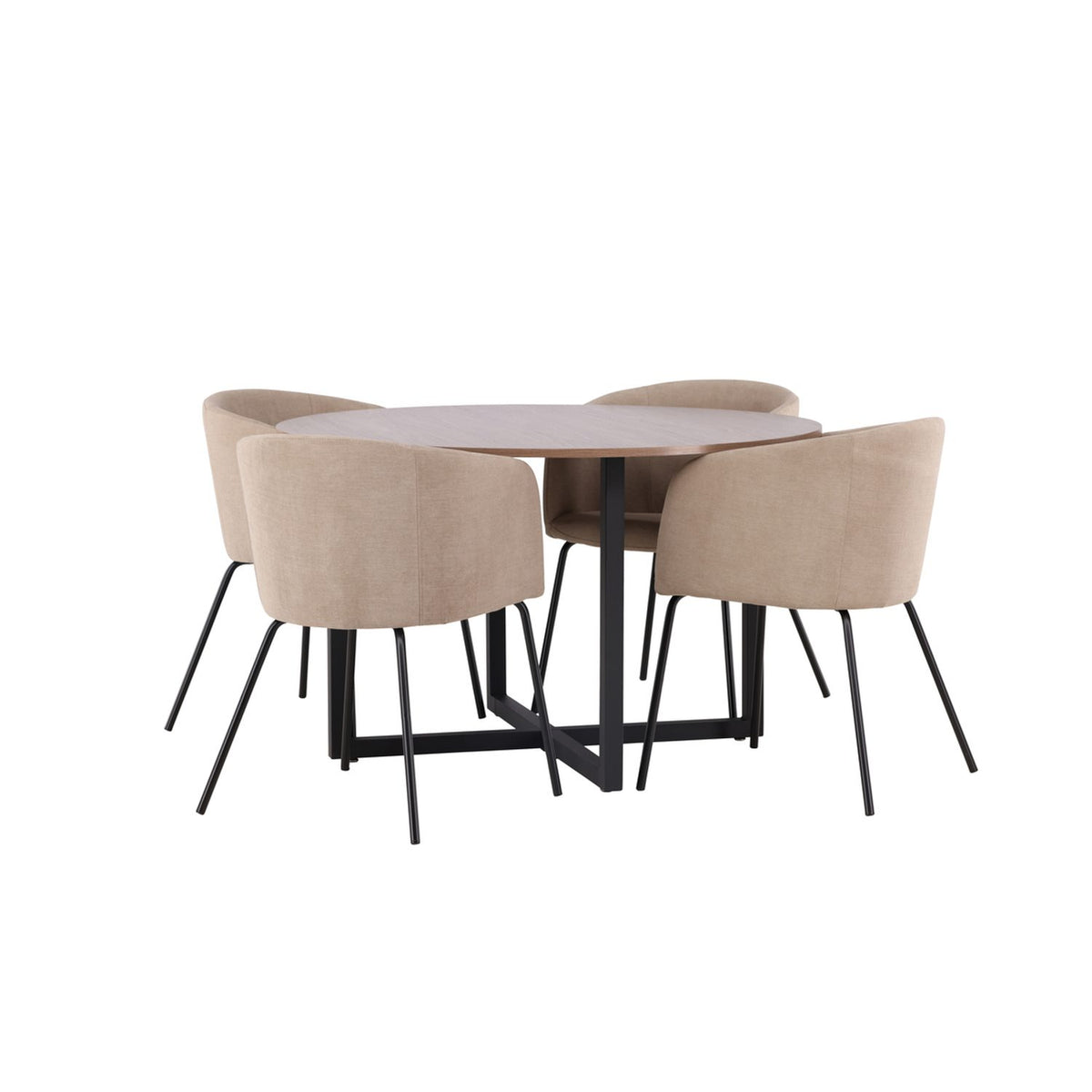 Durango, Berit Rund matgrupp Beige, Svart, Svart, valnöt, ⌀120