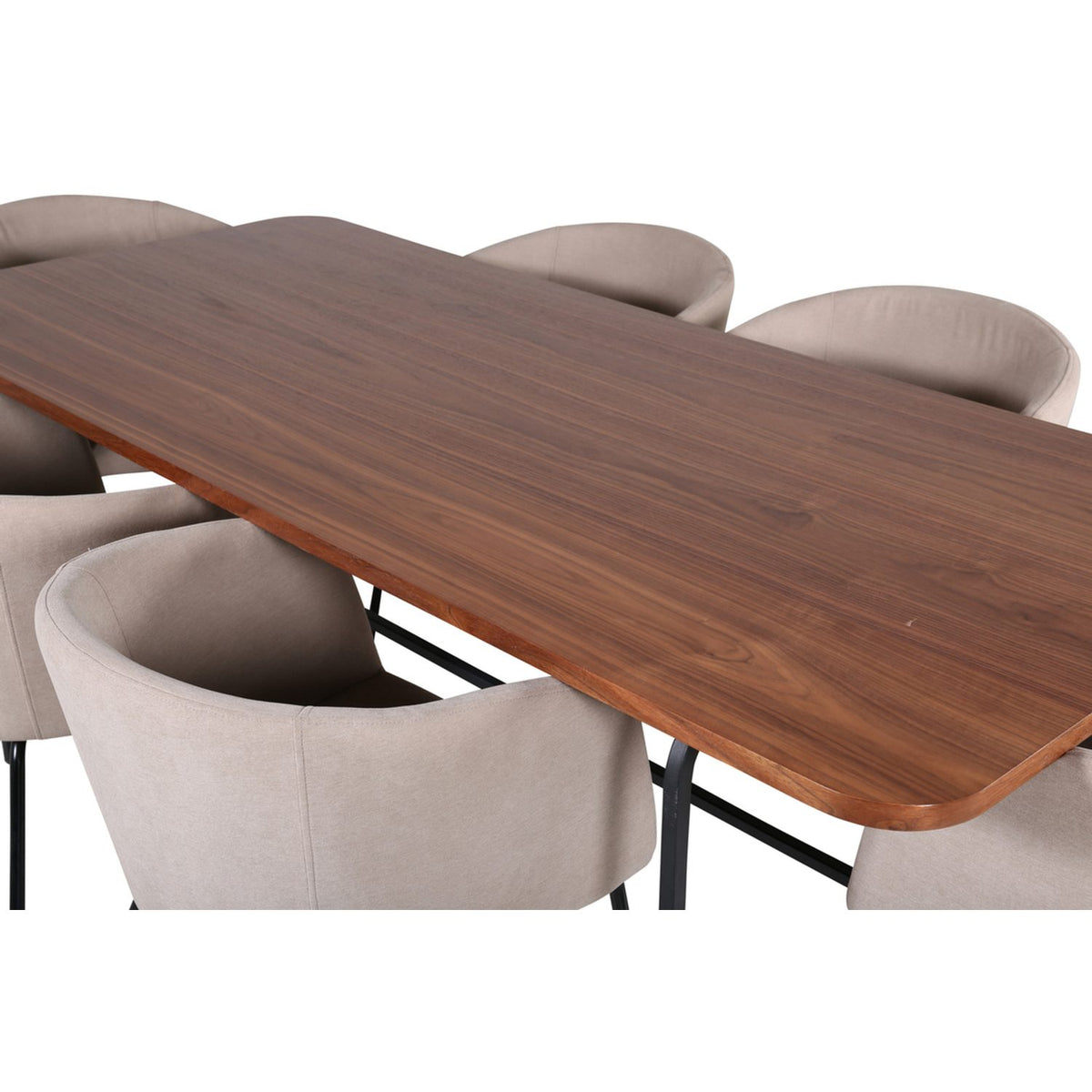 Uno, Berit Rektangulär matgrupp Beige, Svart, Svart,Natur, 200 x 90