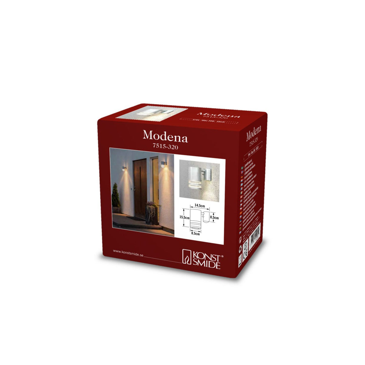 Modena GU10 Ned Transparent Vägglampa Ute Galvaniserad, 15.5 cm