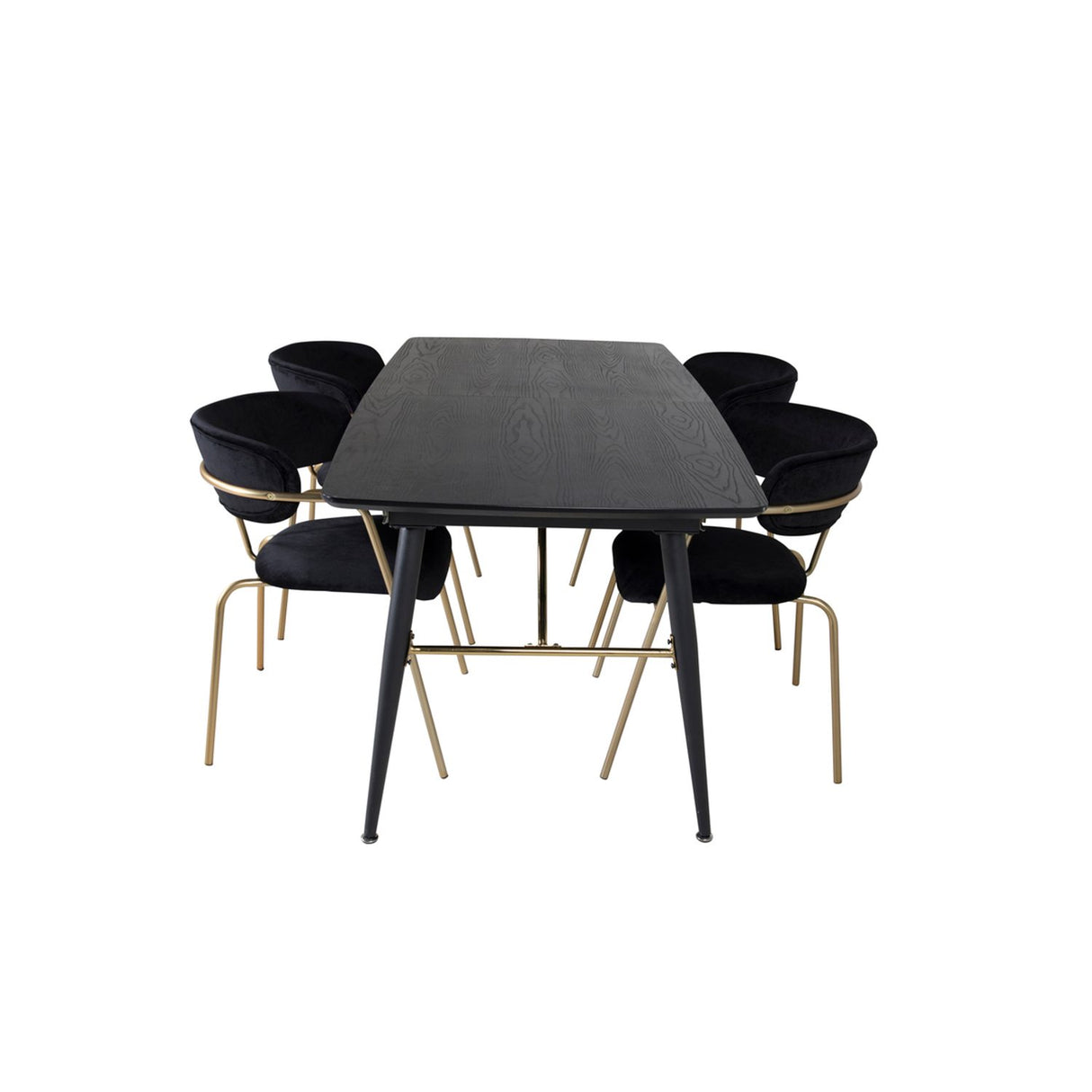 Gold, Arrow Rektangulär matgrupp Svart,Guld, Svart, 180 x 85