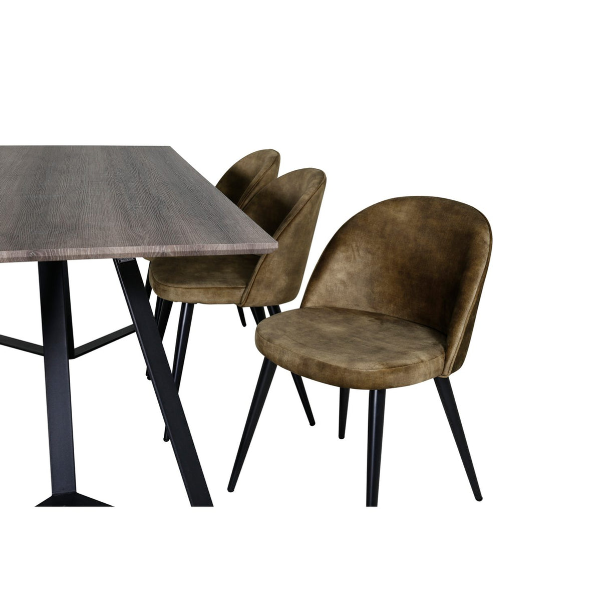 Marina, Velvet Rektangulär matgrupp Svart,Grön, Svart,Grå, 180 x 90
