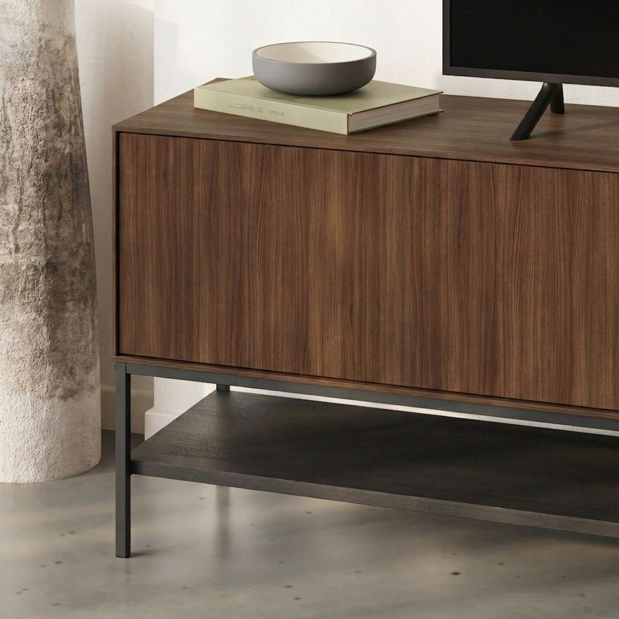 Tallinn (180 x 55 x 35 cm) TV-bänk Milano valnötträ svart svart