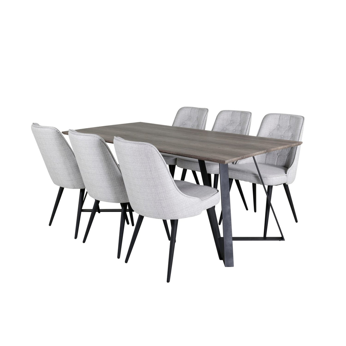 Marina, Velvet Deluxe Rektangulär matgrupp Svart,Ljusgrå, Svart,Grå, 180 x 90