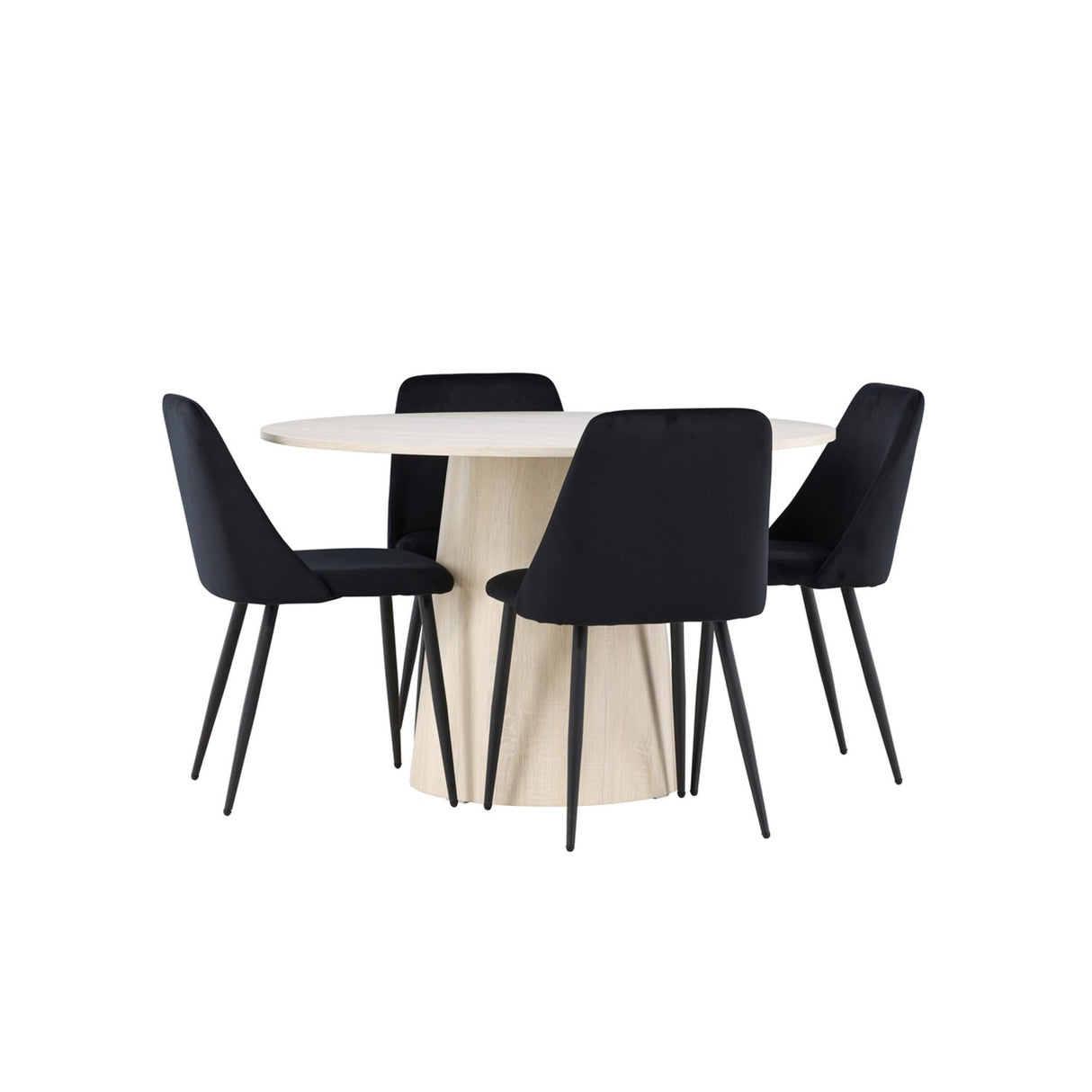 Lanzo, Night Rund matgrupp Svart, Vitputsad, 4st