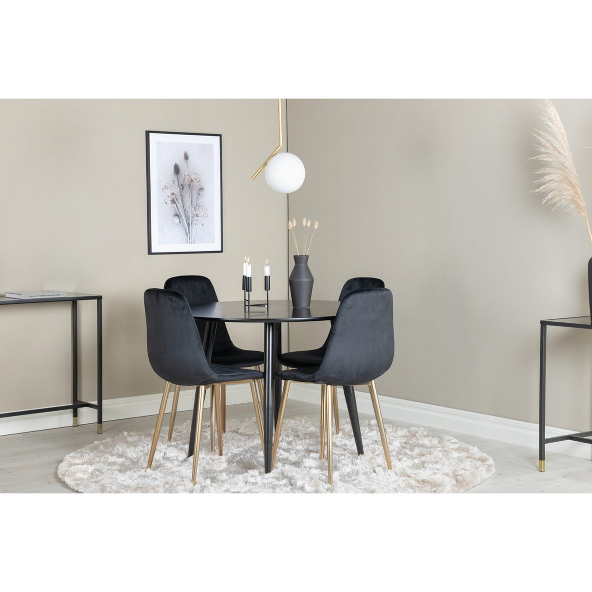 Plaza, Polar Rund matgrupp Svart,Guld, Svart, ⌀100