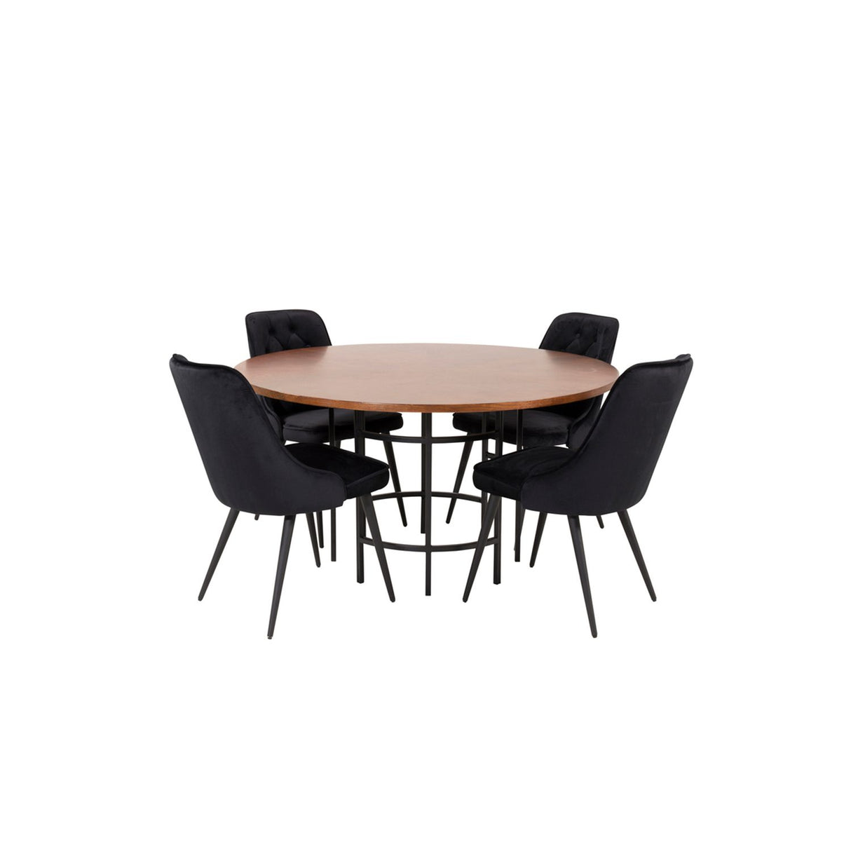 Copenhagen, Velvet Deluxe Rund matgrupp Svart, Svart,Brun, ⌀140