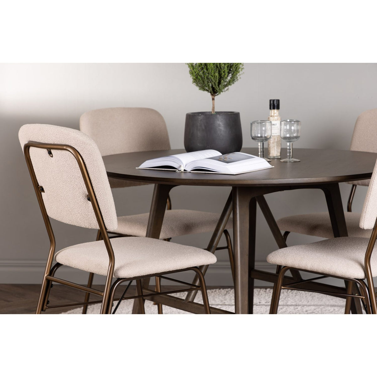 Kaseidon, Seda Rund matgrupp Beige, brun, Mörkbrun, ⌀100