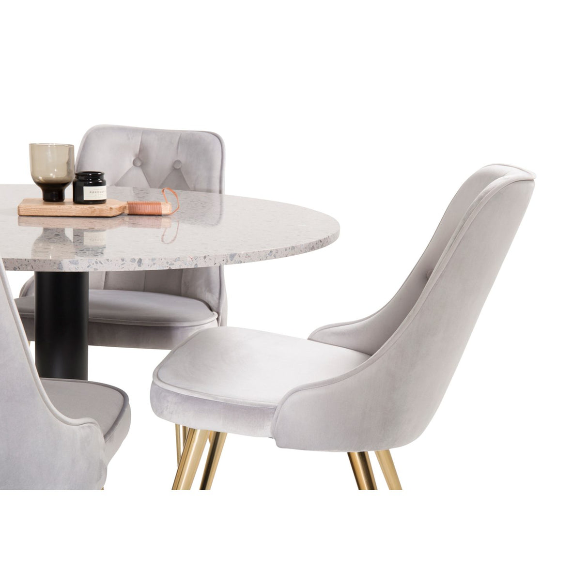 Razzia, Velvet Deluxe Rund matgrupp Guld, Svart,Grå, ⌀106