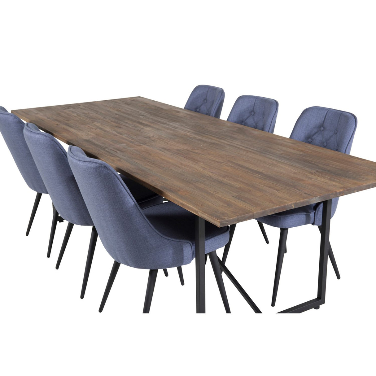 Padang, Velvet Deluxe Rektangulär matgrupp Svart,Blå, Svart,Natur, 250 x 100