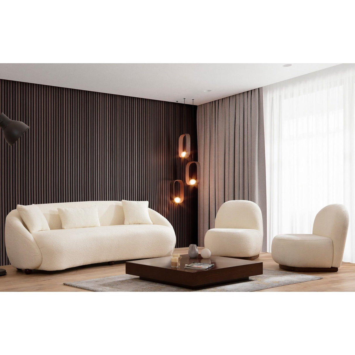 Siena Cream Bouclette (230 x 75 x 94 cm) Cream 3-sitssoffa