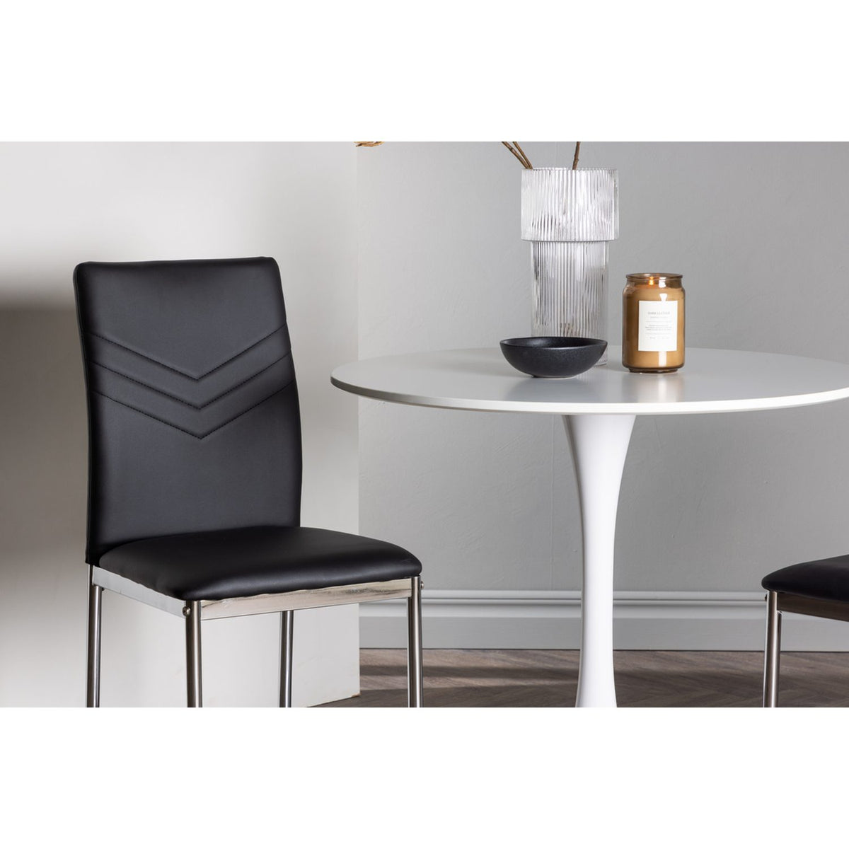 Hamden, Lily Rund matgrupp Svart,Silver, Vit, ⌀80