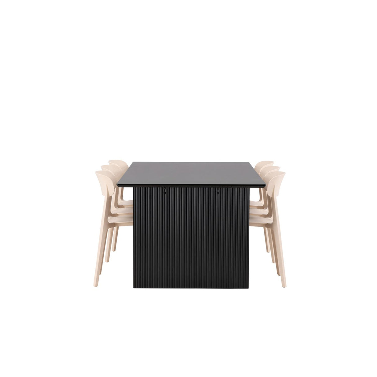 Vail, Åstol Rektangulär matgrupp Beige, Svart, 200 x 100