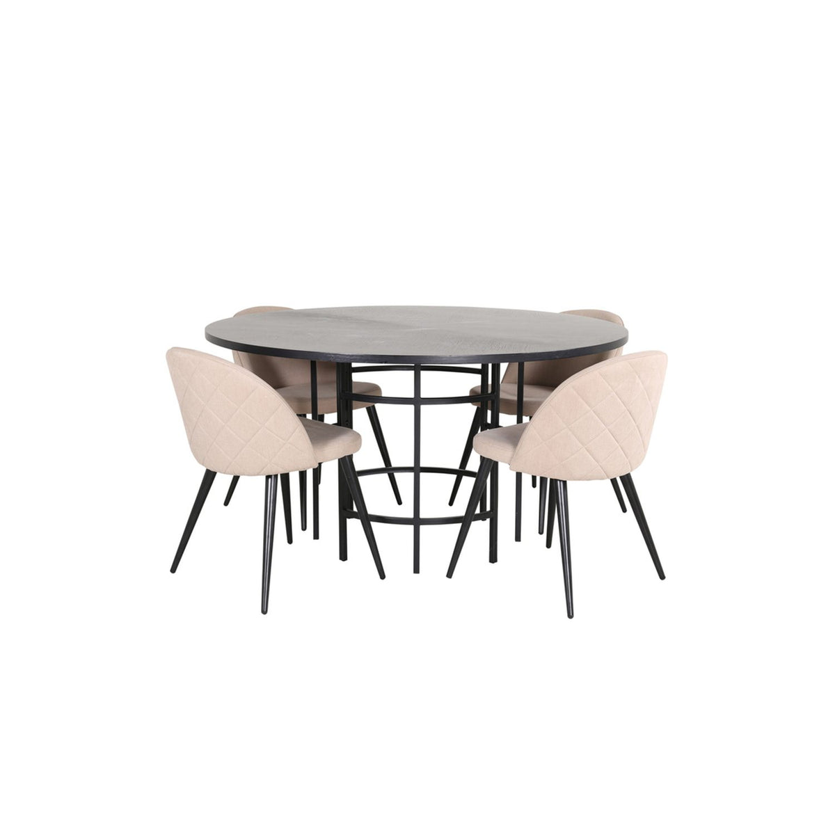 Copenhagen, Velvet Rund matgrupp Beige,Svart, Svart, ⌀140
