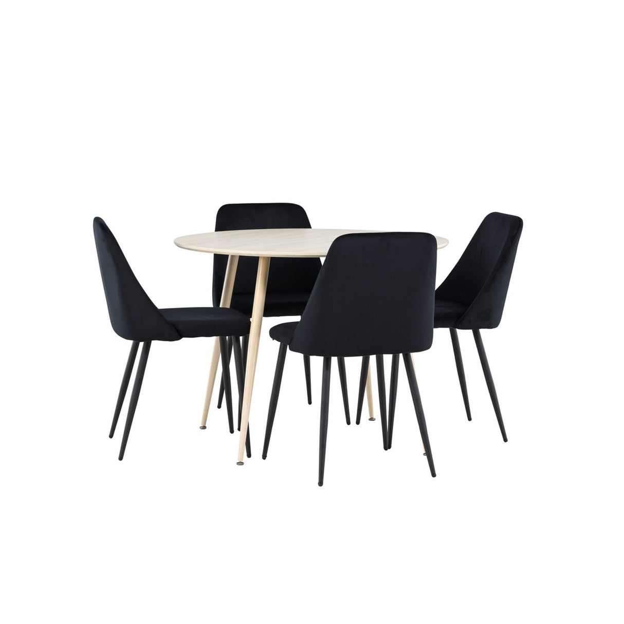 Plaza, Night Rund matgrupp Svart, Vitputsad, 4st