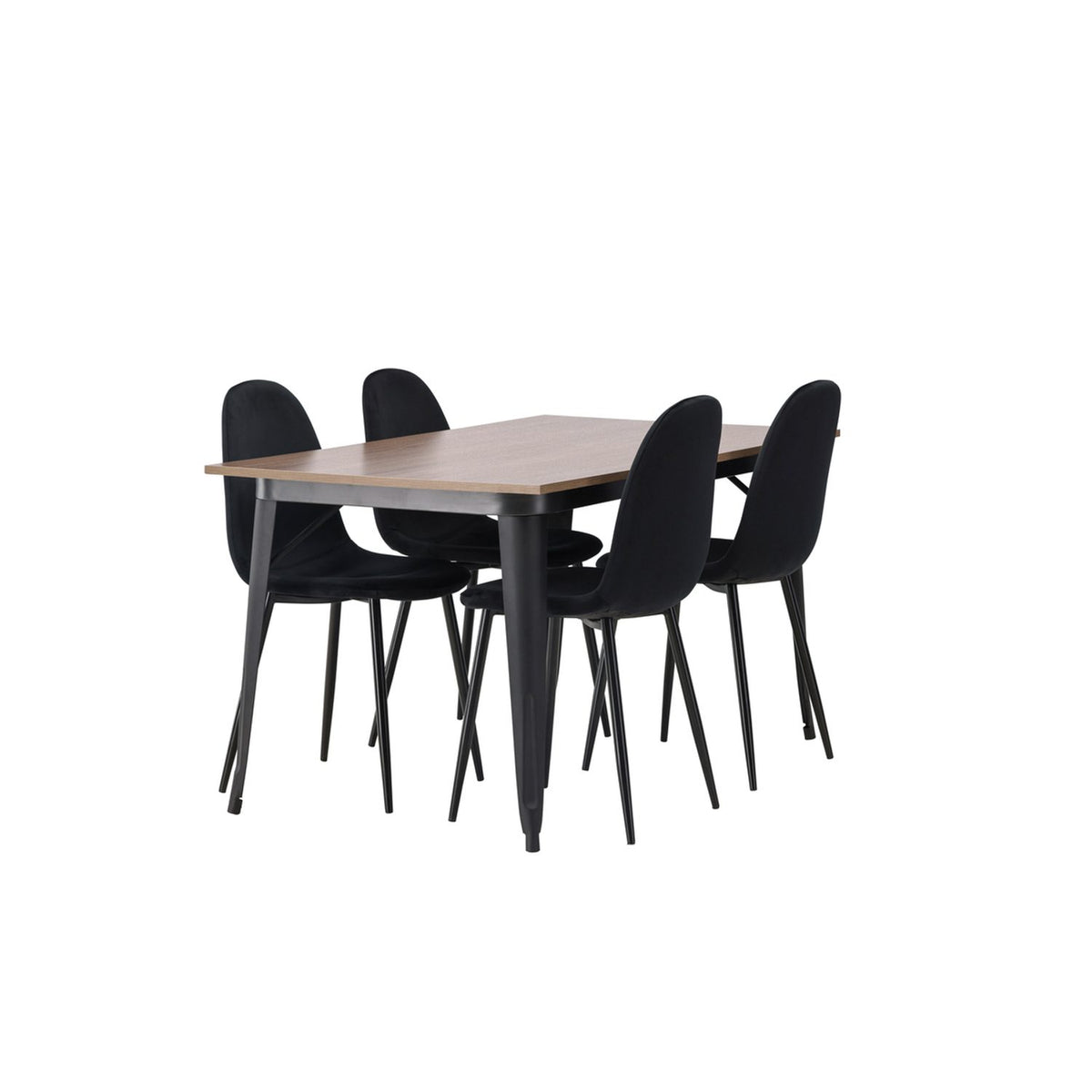 Tempe, Polar Rektangulär matgrupp Svart, Valnöt, 140 x 80