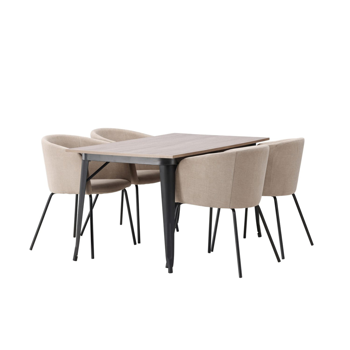Tempe, Berit Rektangulär matgrupp Beige, Svart, Valnöt, 140 x 80