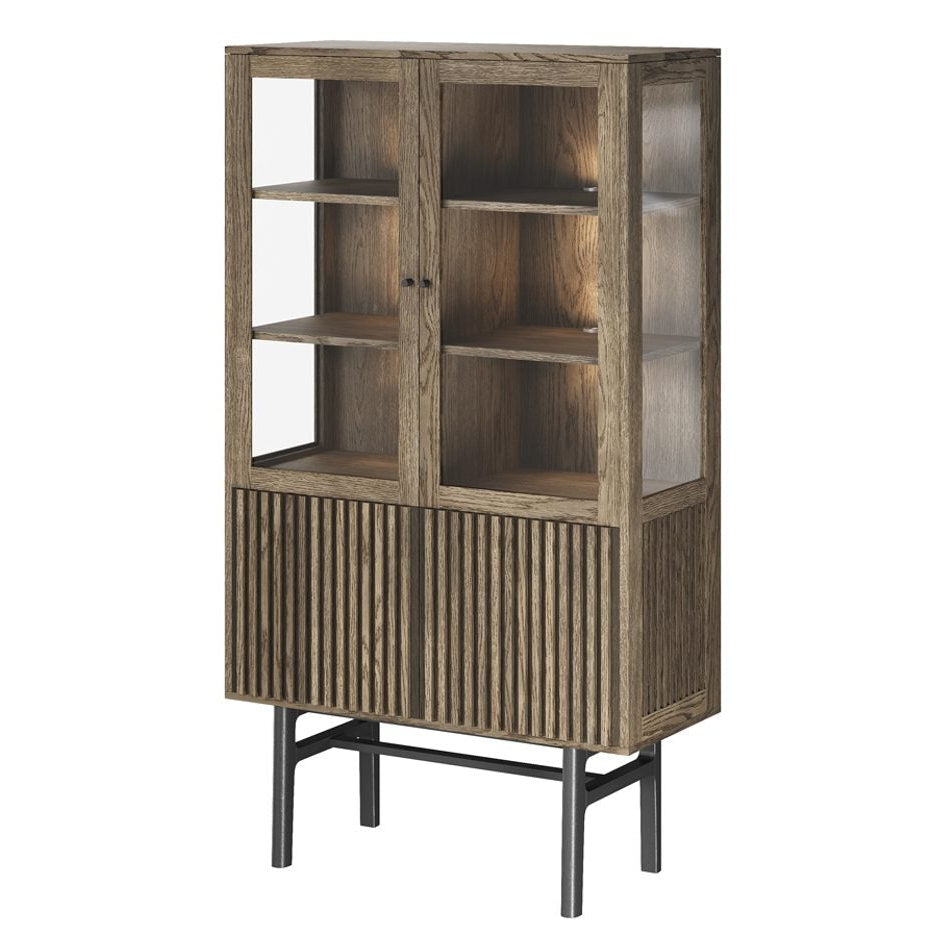 Vitrinskåp Nr.230 Trädörrar 100x180 cm Rökoljad Ek