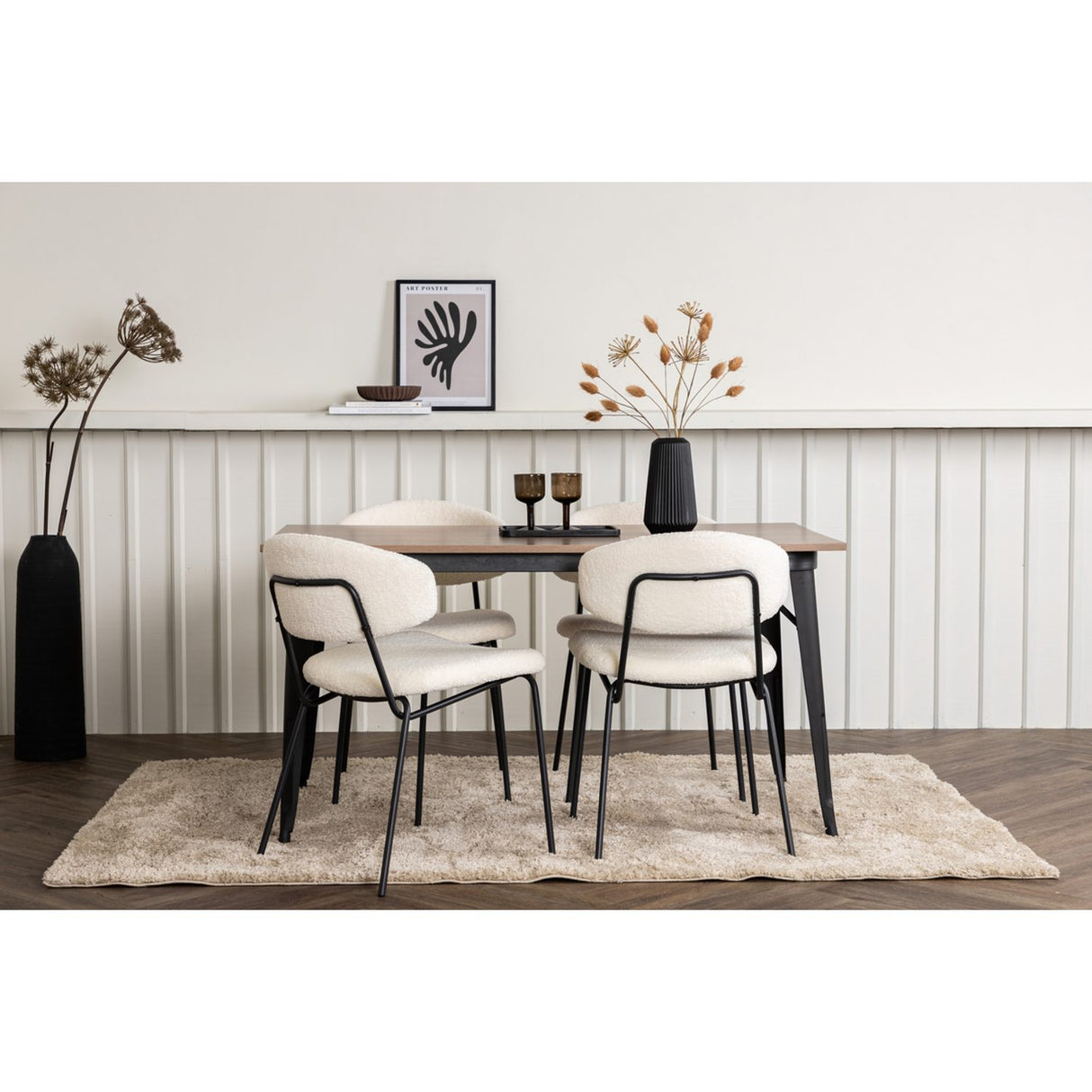 Tempe, Chico Rektangulär matgrupp Vit, Valnöt, 140 x 80