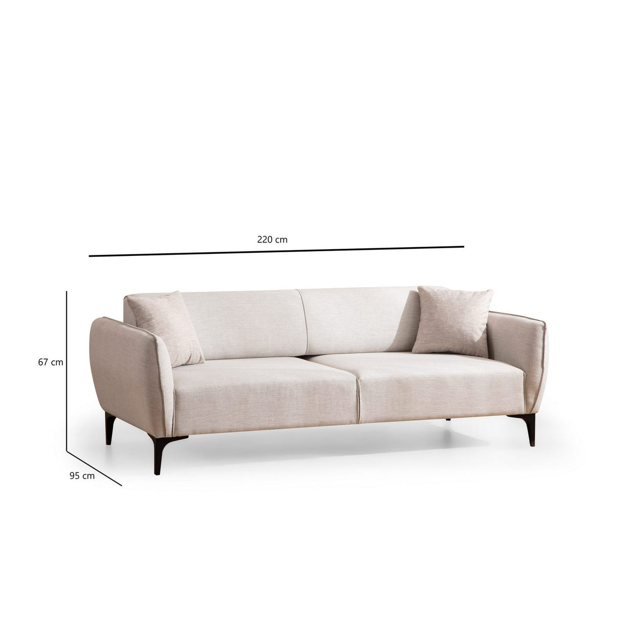 Santiago (220 x 67 x 95 cm) 3-sitssoffa Offwhite