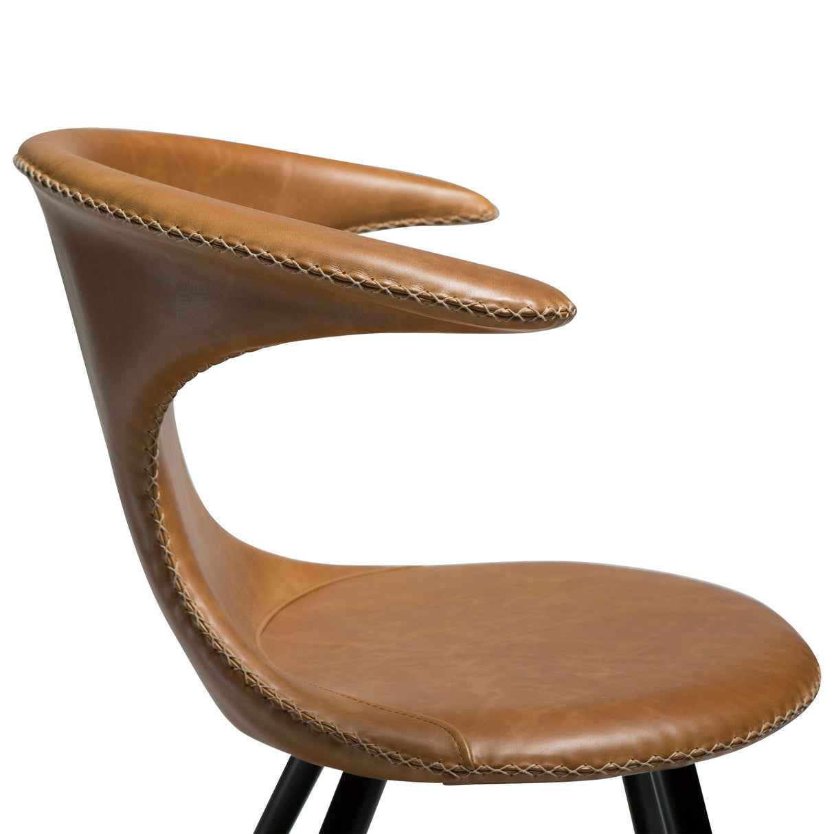 Flair Stol Light Brown Leather, Round Black