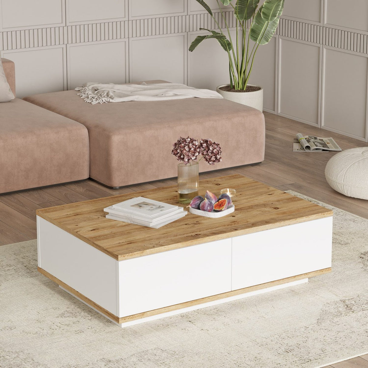 Bissau (90 x 28,6 x 60 cm) Soffbord Atlantisk furu vit