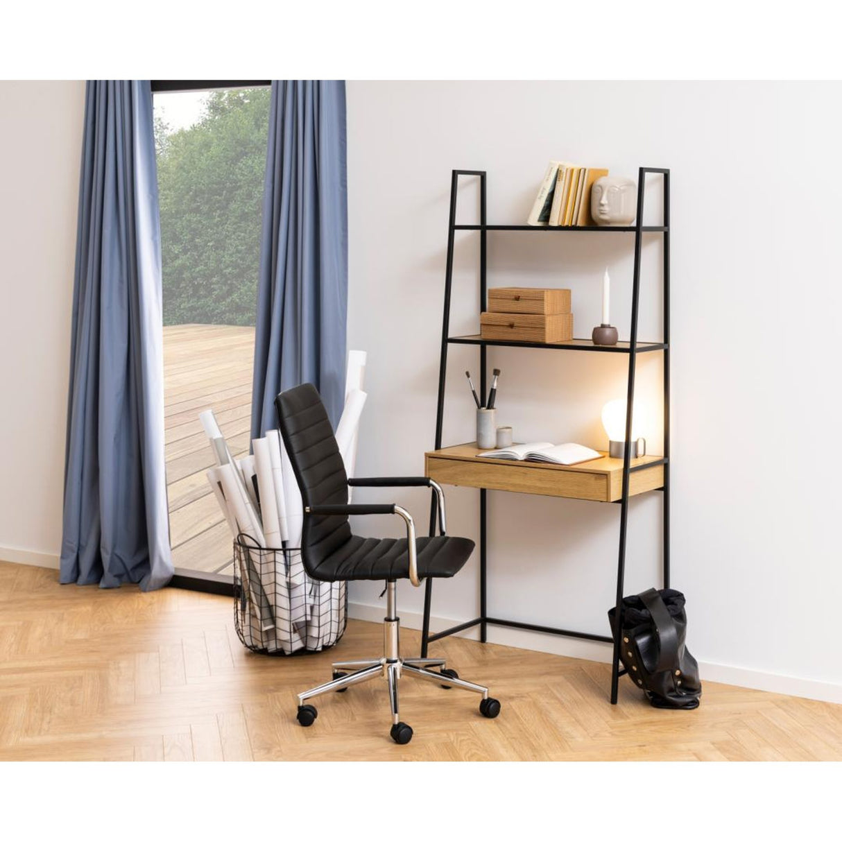 Notting Hill Bokhylla med Låda 174x77x36 cm Ek