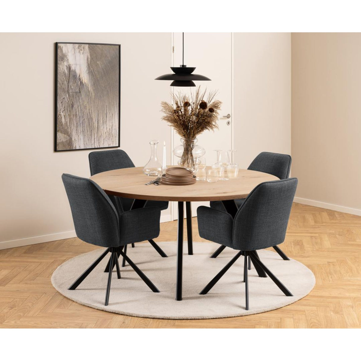 Bayonne Karmstol Basel tyg Mörkgrå