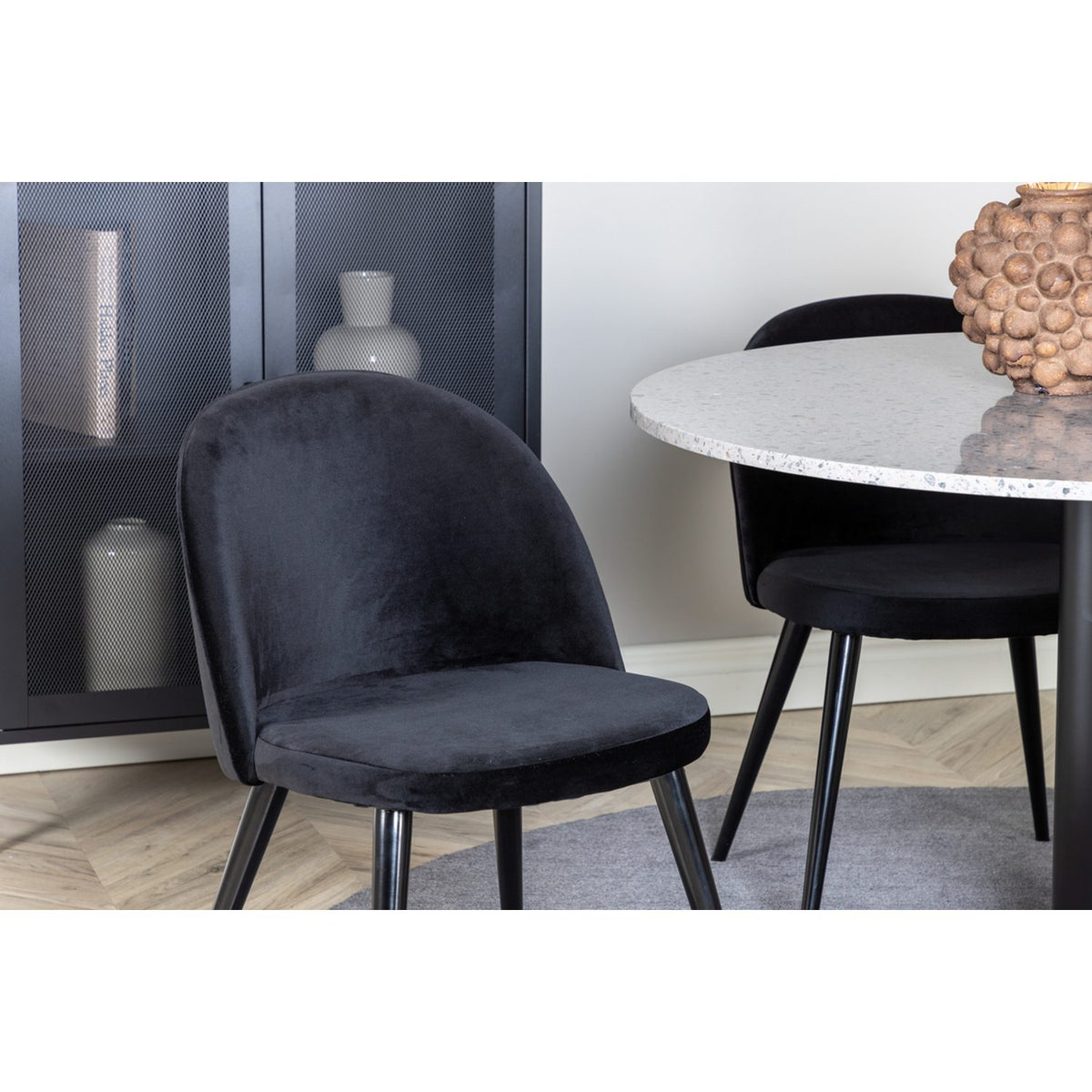 Razzia, Velvet Rund matgrupp Svart, Svart,Grå, ⌀106
