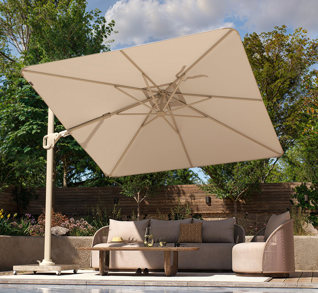 Nexus T2 Frihängande Parasoll 300x300 Anthracite / Manhattan