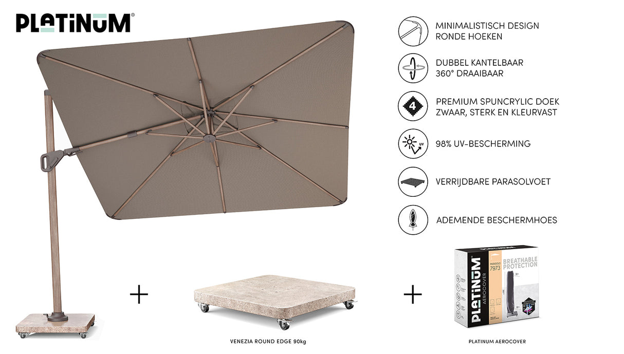 Nexus T2 Frihängande Parasoll 300x300 Mocha / Havana