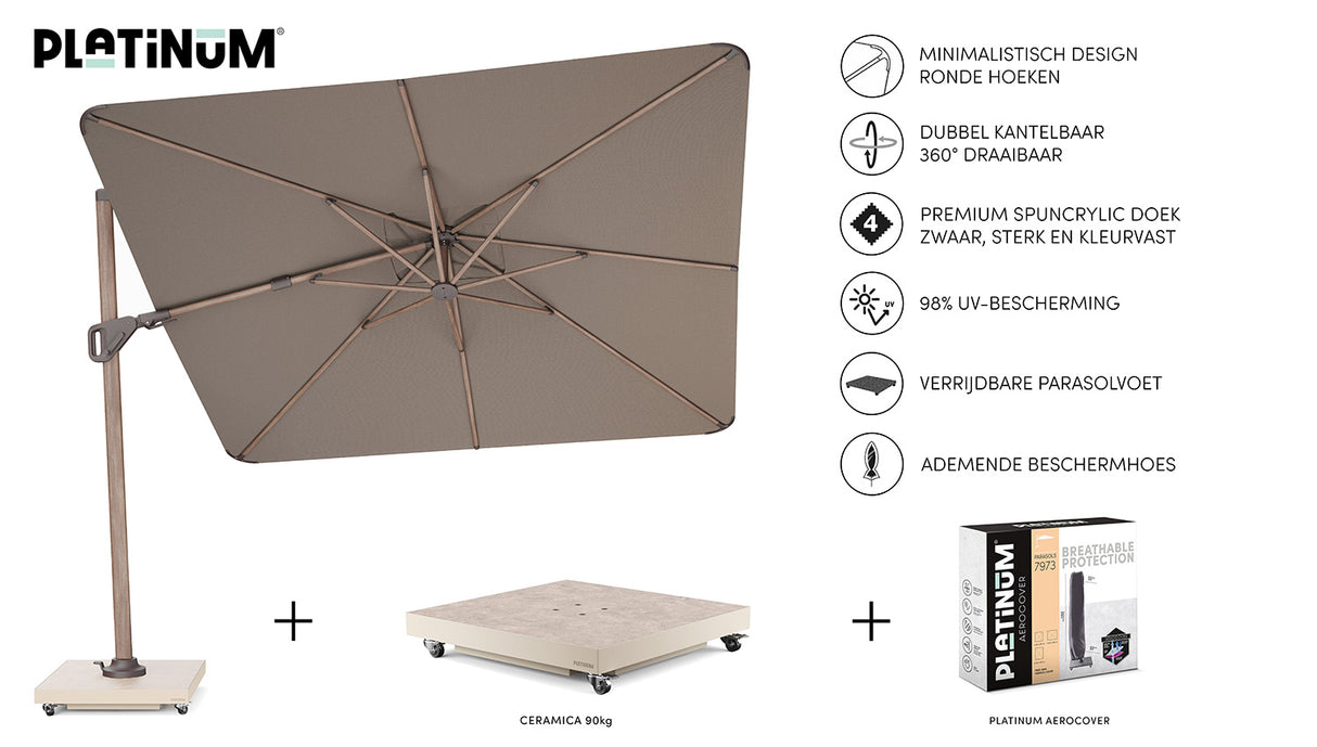Nexus T2 Frihängande Parasoll 300x300 Mocha / Havana