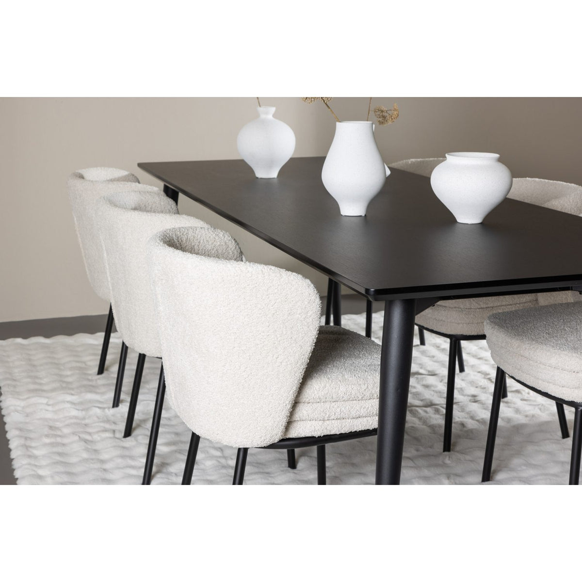 Ellis, Agnes Rektangulär matgrupp Svart,Vit, Svart, 230 x 85