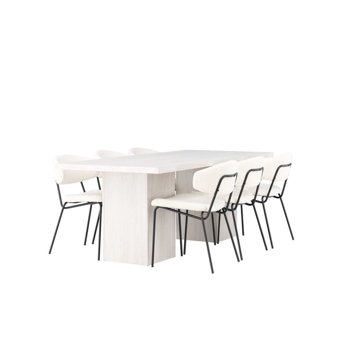 Olga, Chico Rektangulär matgrupp Vit, Vit, 200 x 90