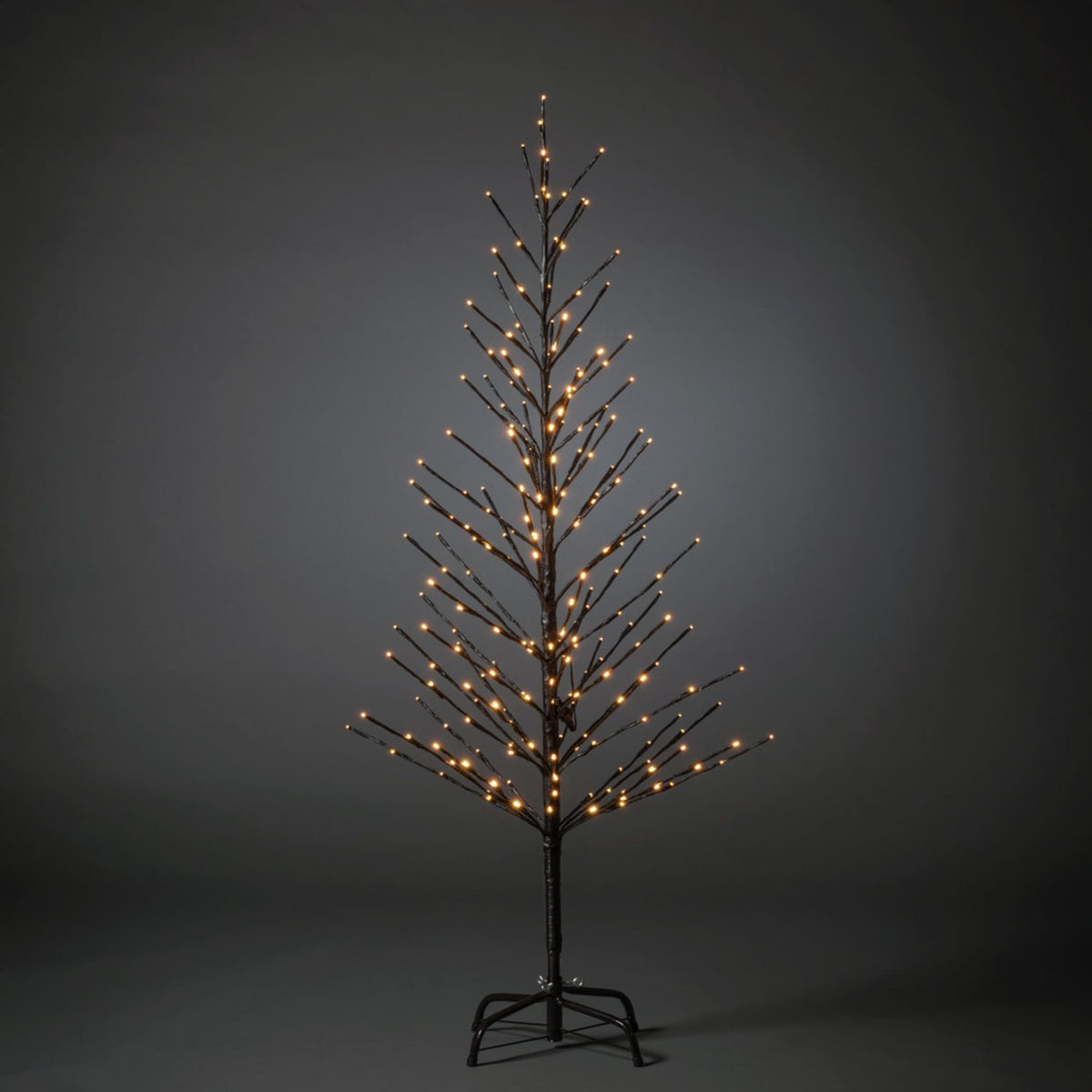 Svart träd 150 cm LED Steady/firefly Ljusdekoration Ute 150 cm