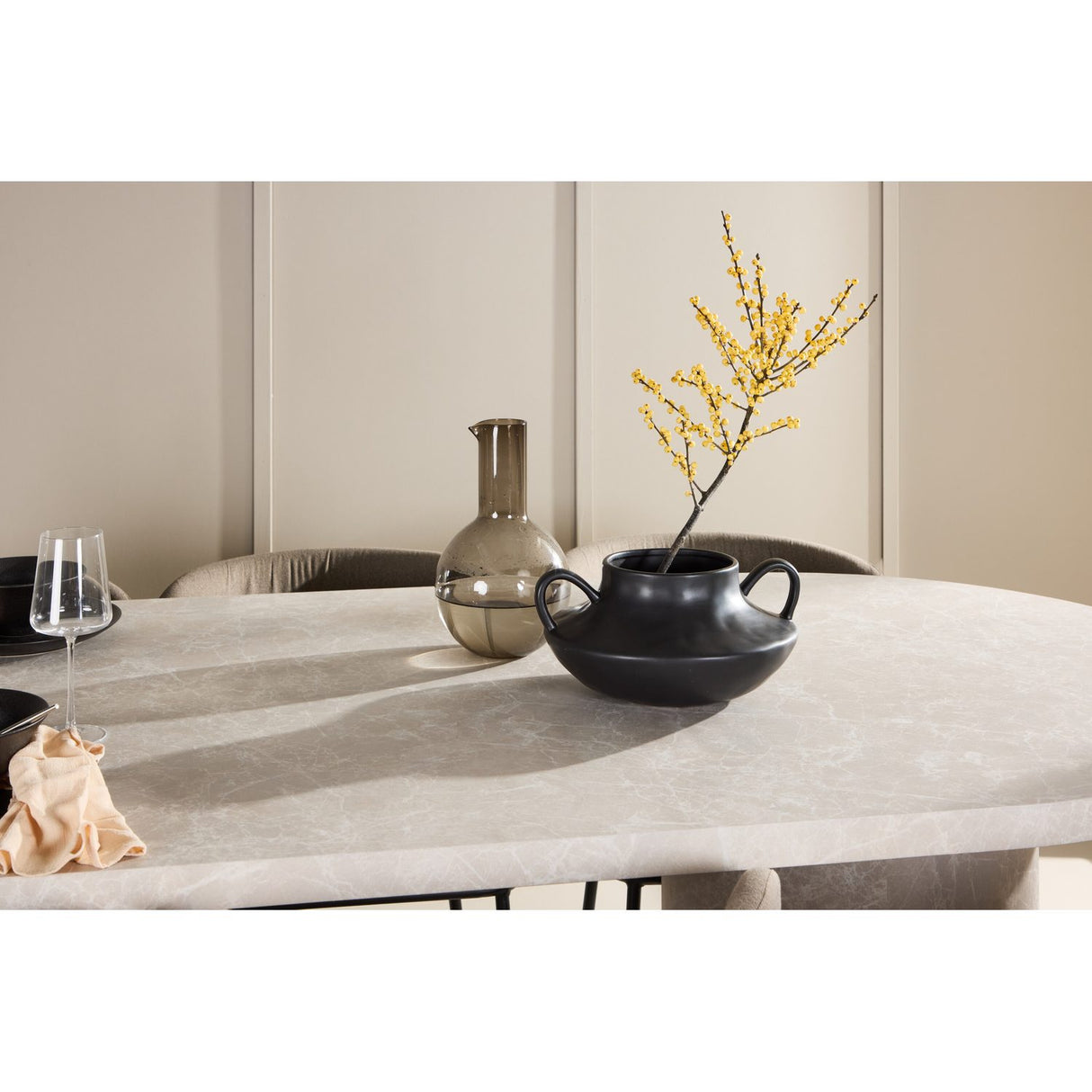 Narvik, Edina Oval matgrupp Svart,Brun, Beige, 200 x 100